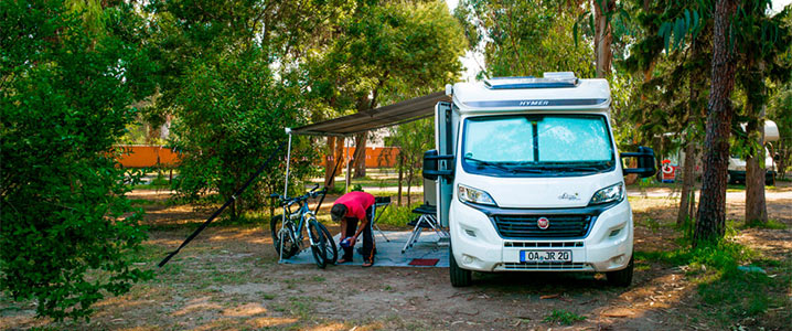 Emplacement nu spacieux et ombragé pour camping-car